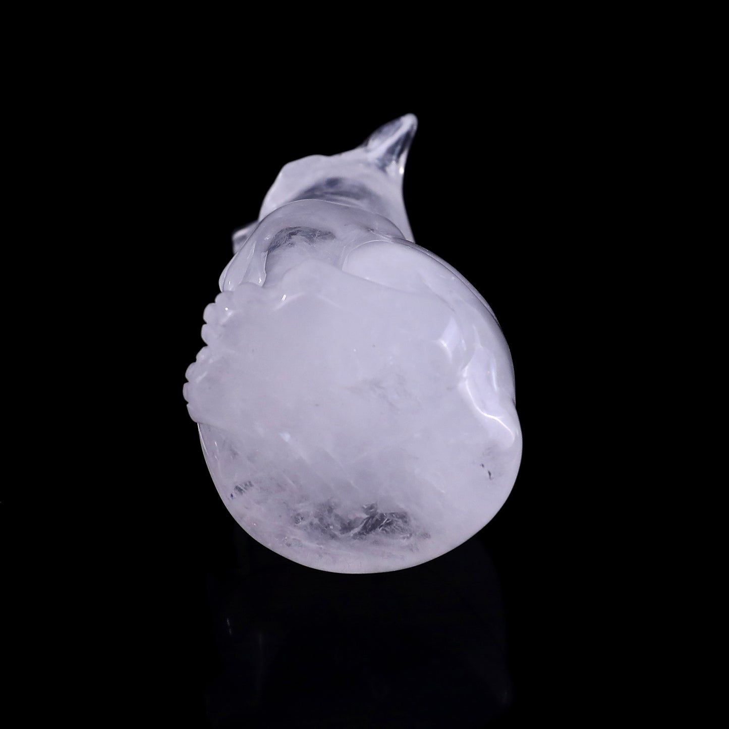 3.0" Angolan Quartz Rock Hand Carved Crystal Fox Sculpture