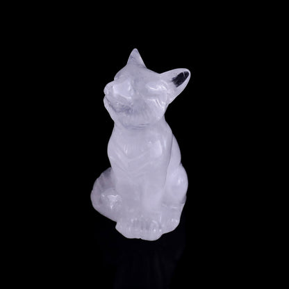 3.0" Angolan Quartz Rock Hand Carved Crystal Fox Sculpture