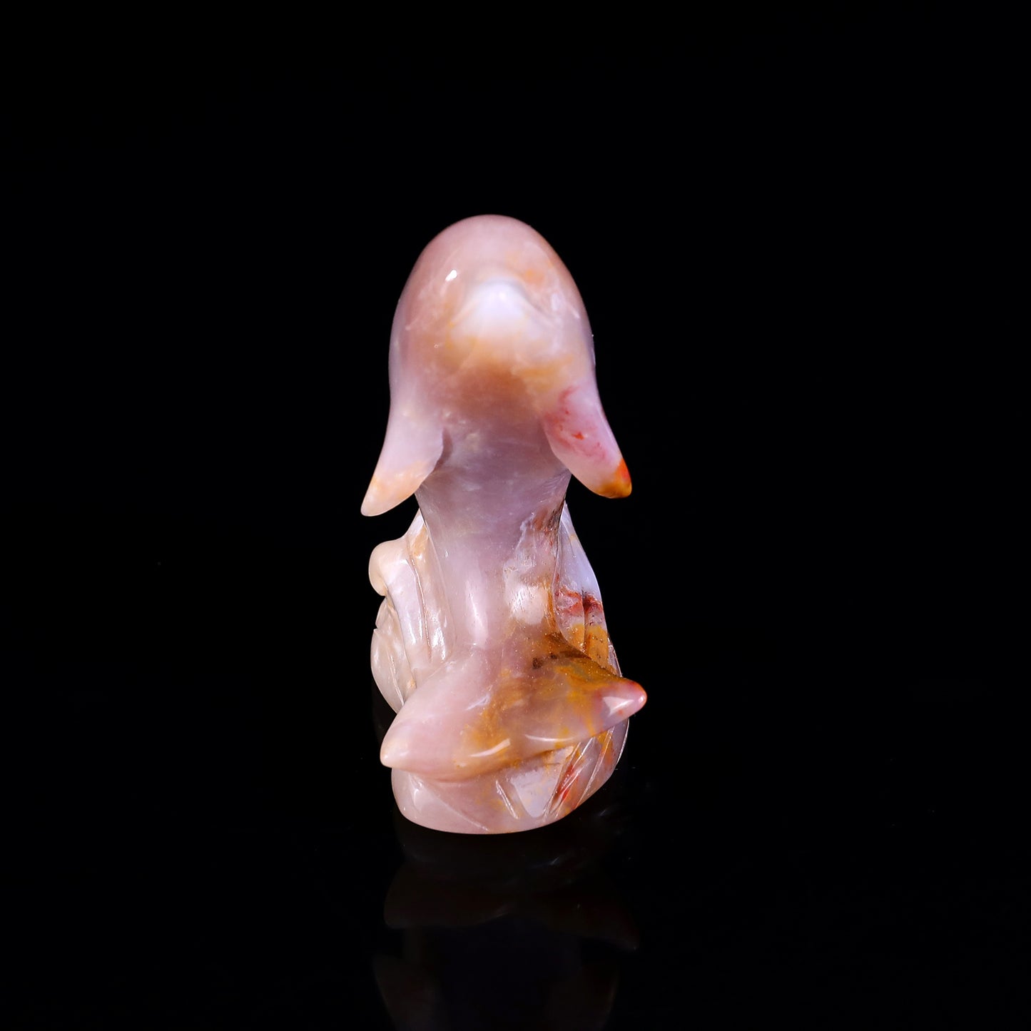 3.0" Chalcedony Hand Carved Crystal Dolphin Sculpture