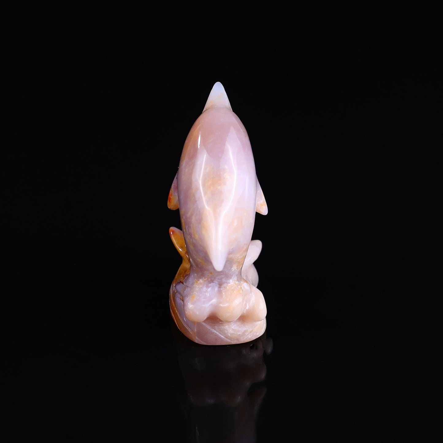 3.0" Chalcedony Hand Carved Crystal Dolphin Sculpture