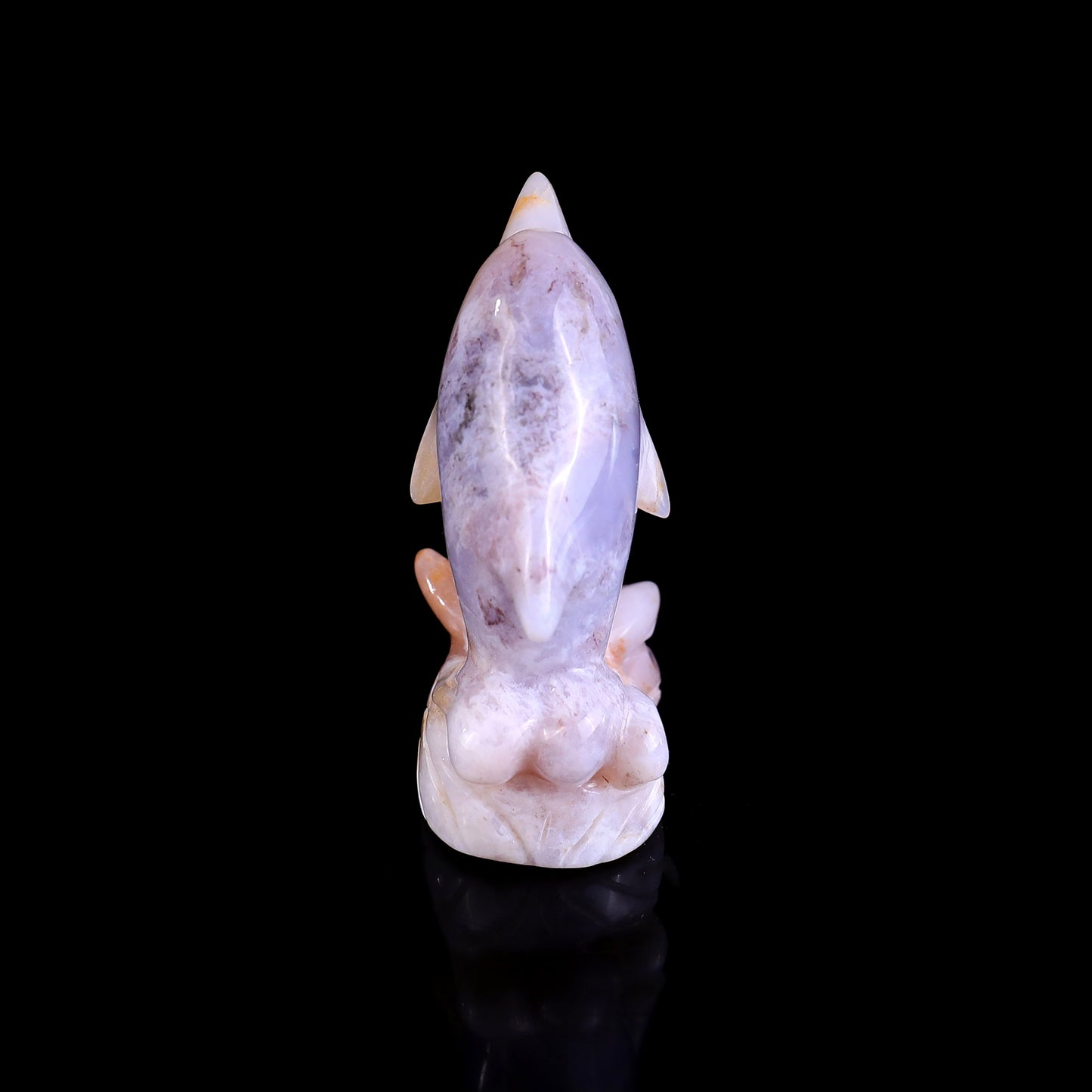 3.0" Chalcedony Hand Carved Crystal Dolphin Sculpture