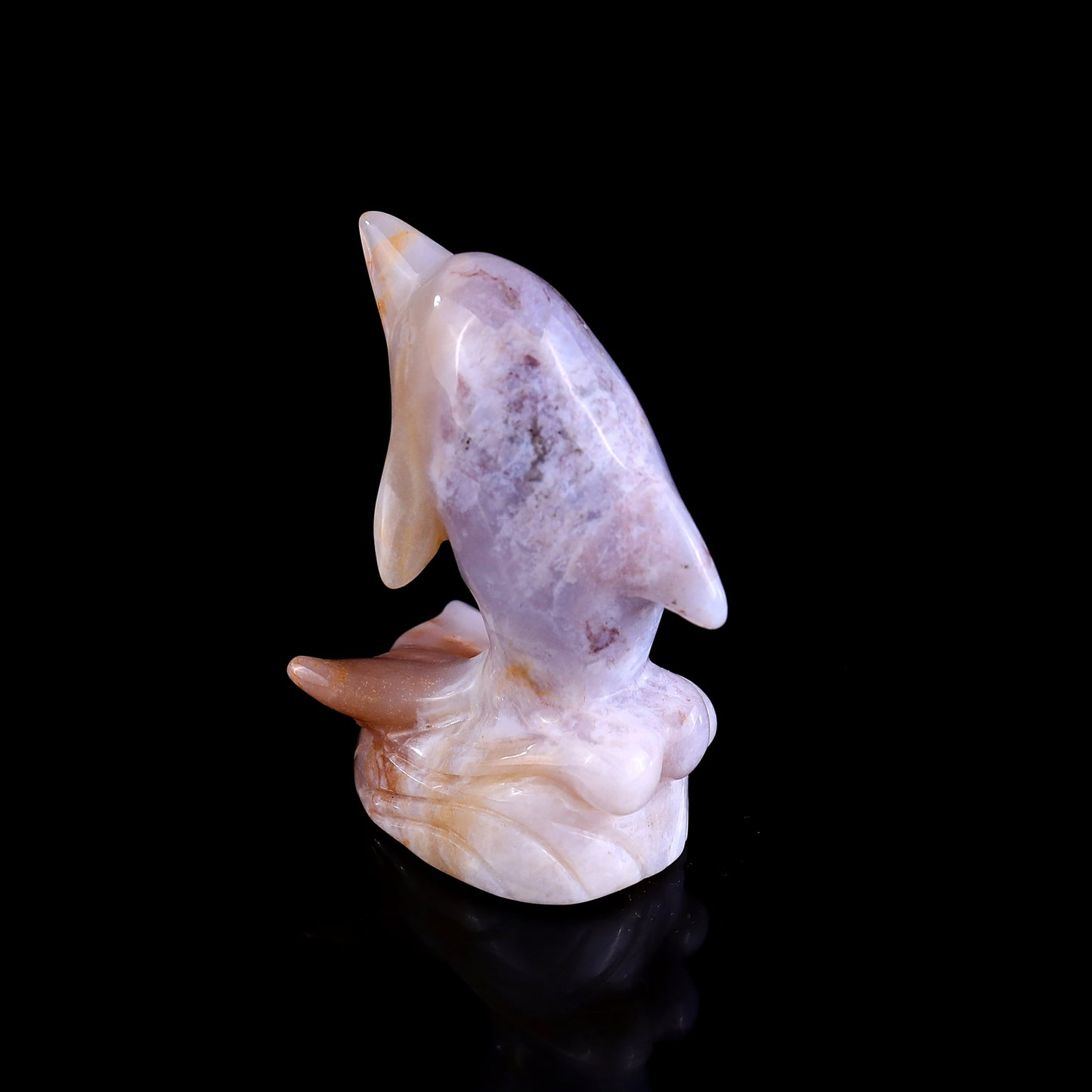 3.0" Chalcedony Hand Carved Crystal Dolphin Sculpture