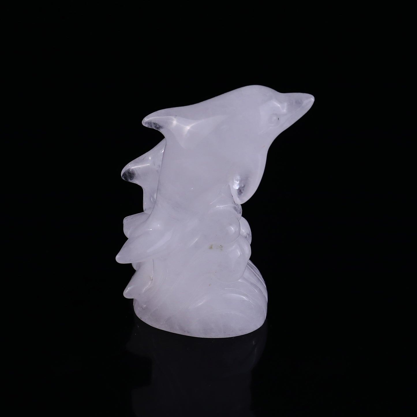 3.2" Angolan Quartz Rock Hand Carved Crystal Dolphins Sculpture