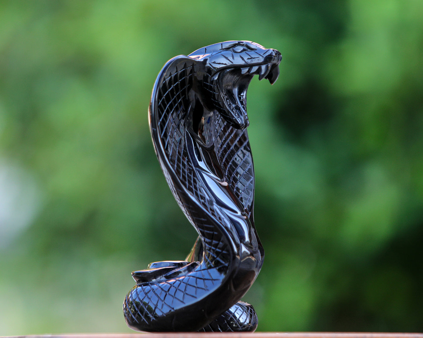 Amazing 9.0" Black Obsidian Hand Carved Crystal Snake Sculpture