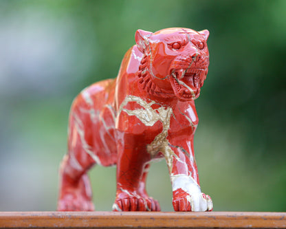 Amazing 11.0" Red Jasper Hand Carved Crystal Tiger Sculpture