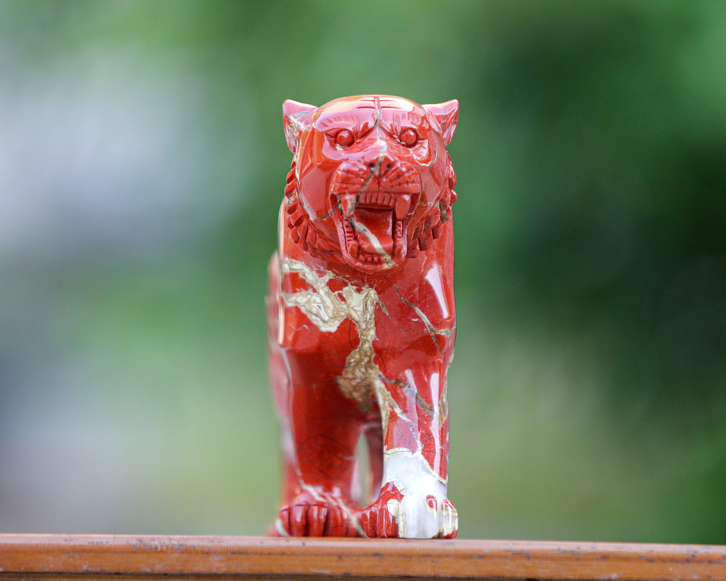 Amazing 11.0" Red Jasper Hand Carved Crystal Tiger Sculpture