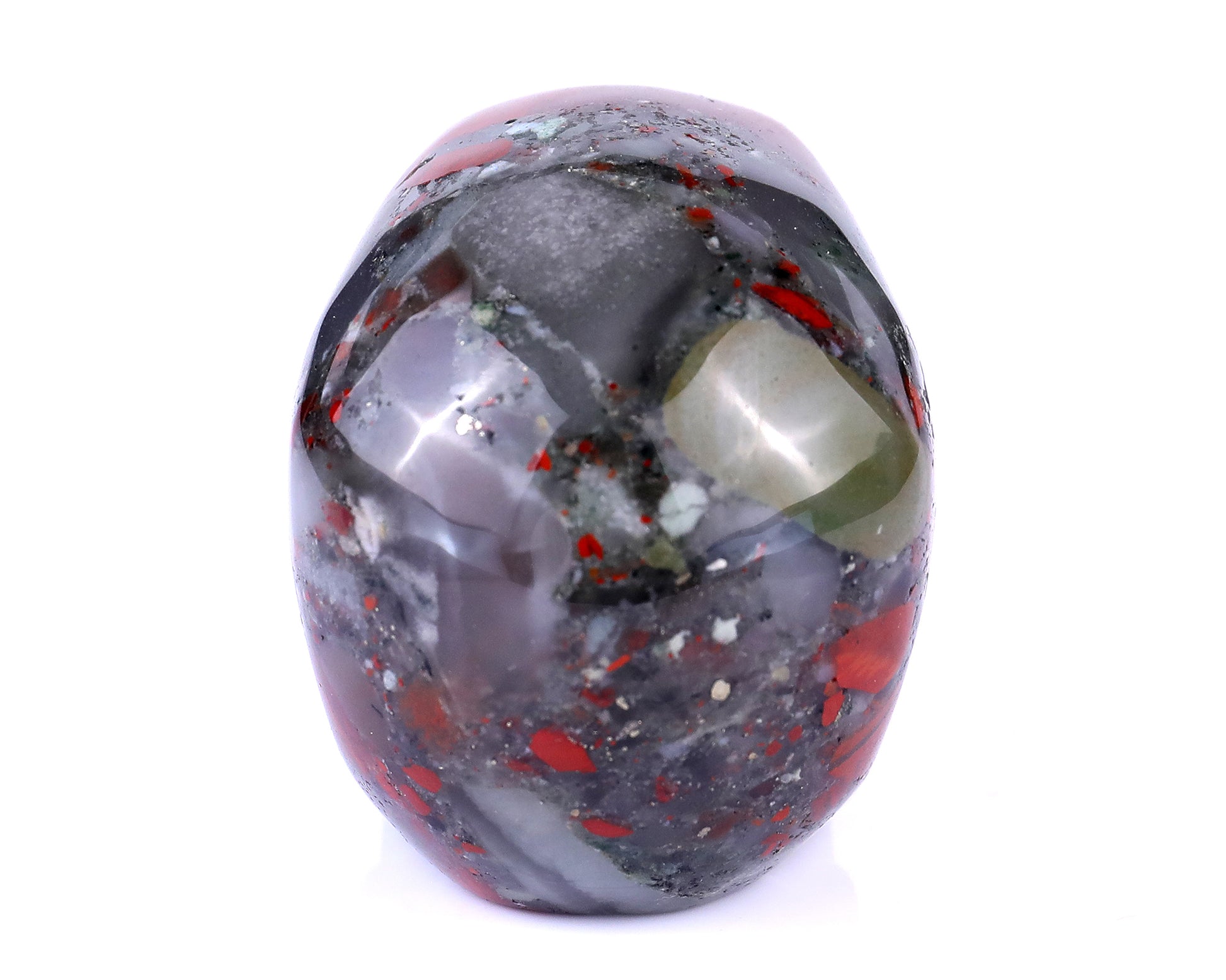 3.0" African Blood Stone Hand Carved Crystal Realistic Skull Sculpture Crystallumi