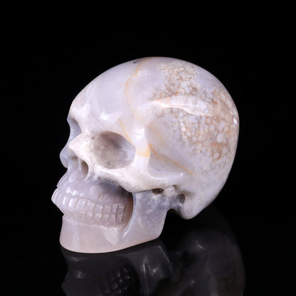 3.0" Agate Hand Carved Crystal Realistic Skull Sculpture Crystallumi