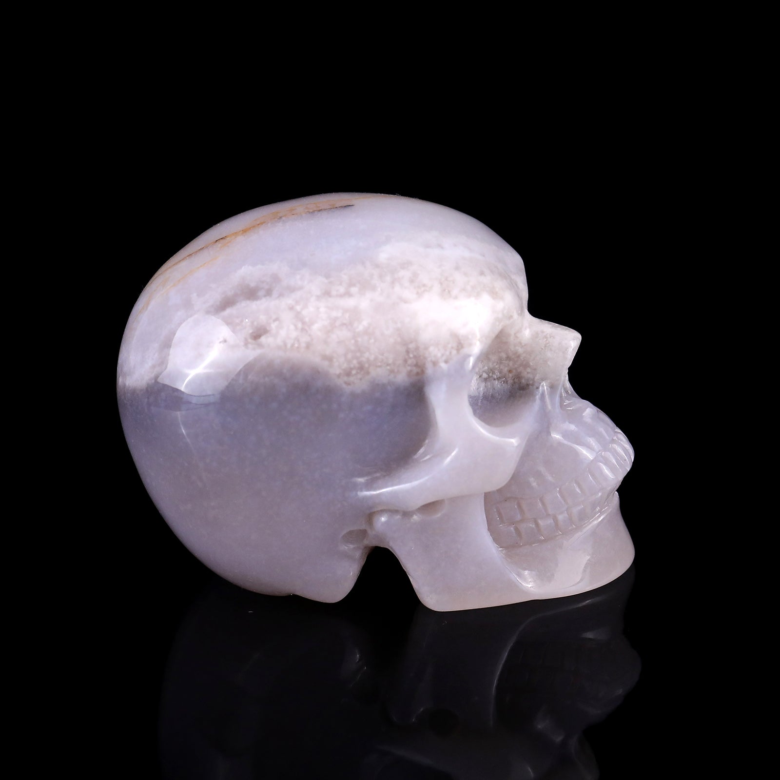 3.0" Agate Hand Carved Crystal Realistic Skull Sculpture Crystallumi