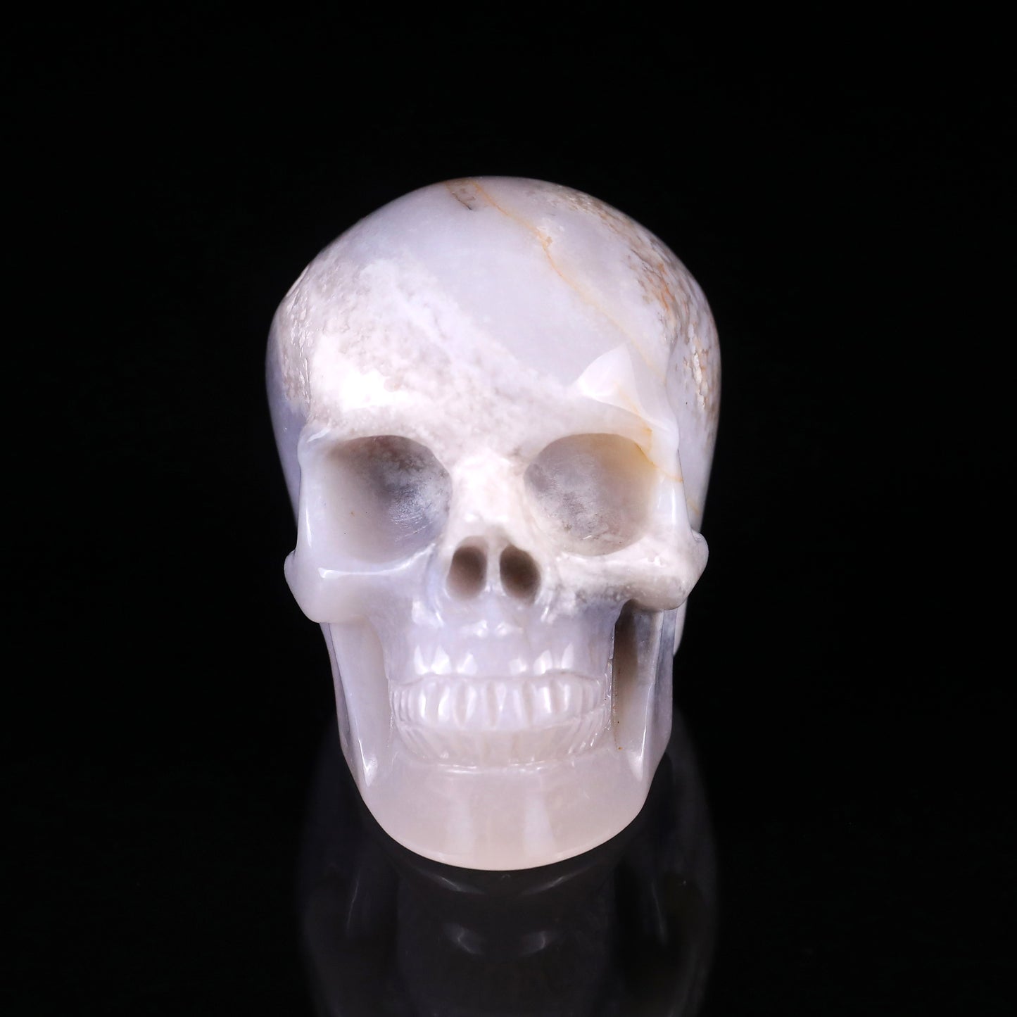 3.0" Agate Hand Carved Crystal Realistic Skull Sculpture Crystallumi