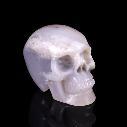 3.0" Agate Hand Carved Crystal Realistic Skull Sculpture Crystallumi