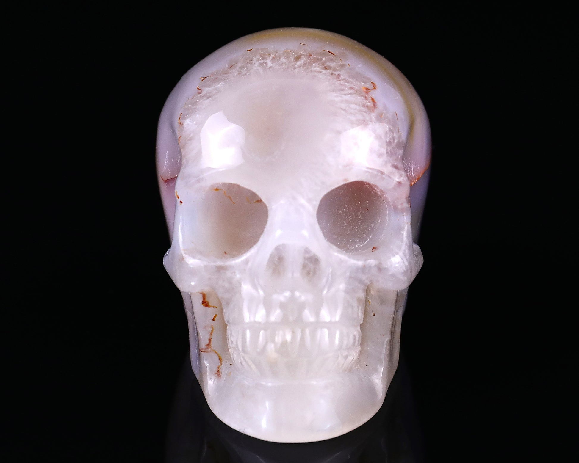 3.0" Agate Hand Carved Crystal Realistic Skull Sculpture Crystallumi