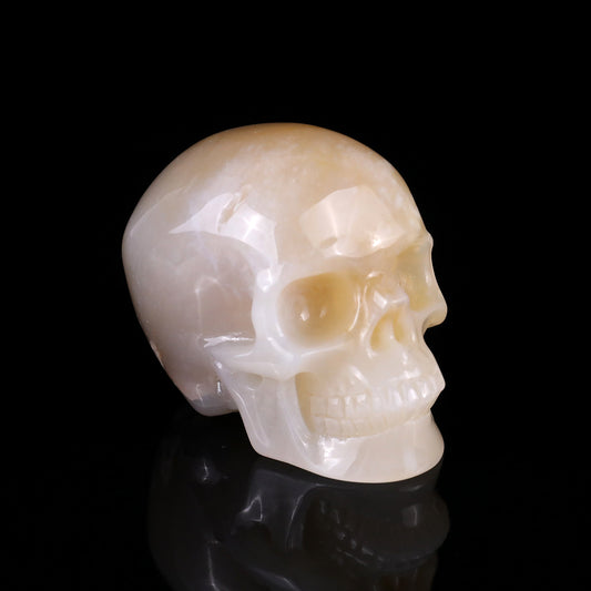 3.0" Agate Hand Carved Crystal Realistic Skull Sculpture Crystallumi