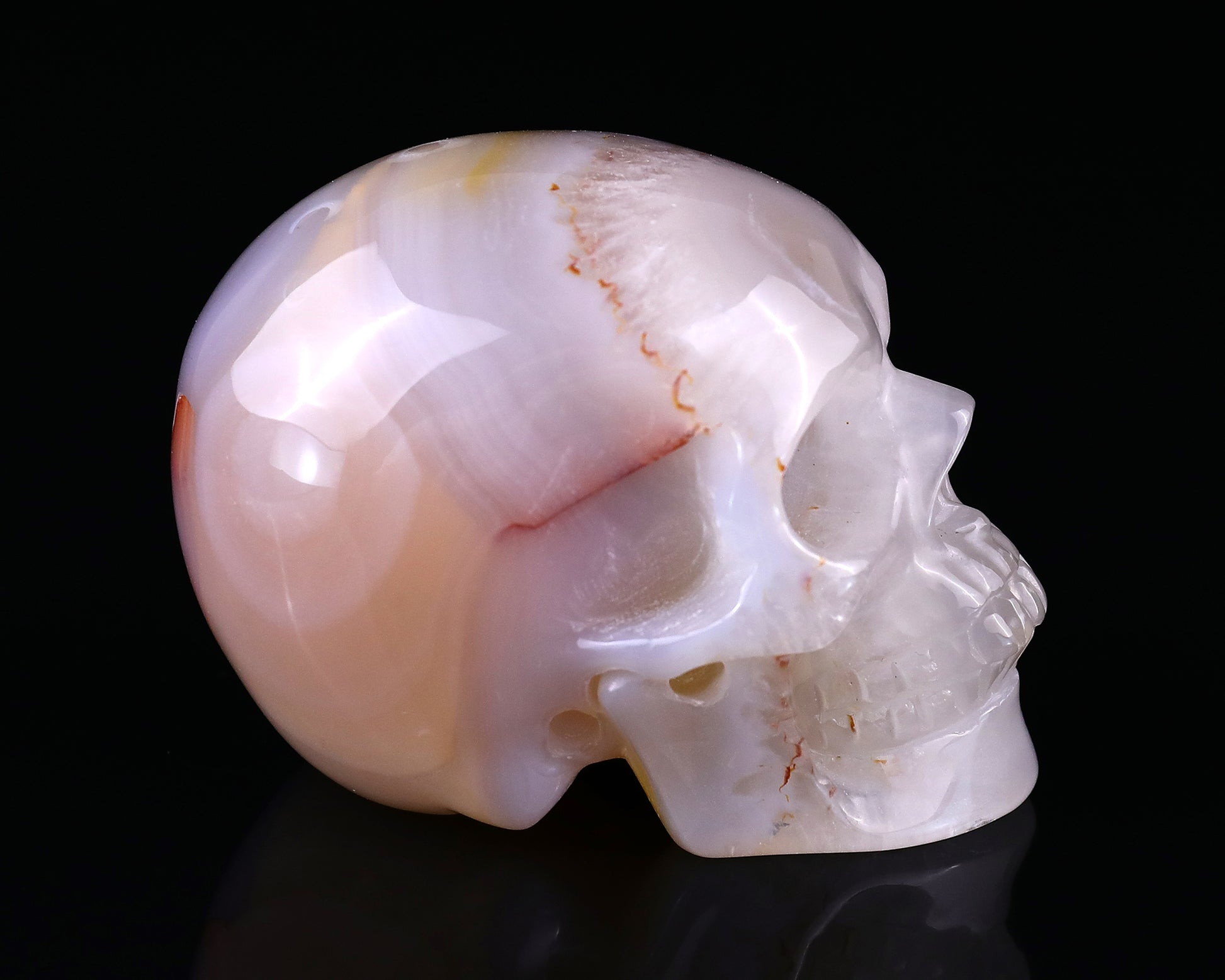 3.0" Agate Hand Carved Crystal Realistic Skull Sculpture Crystallumi