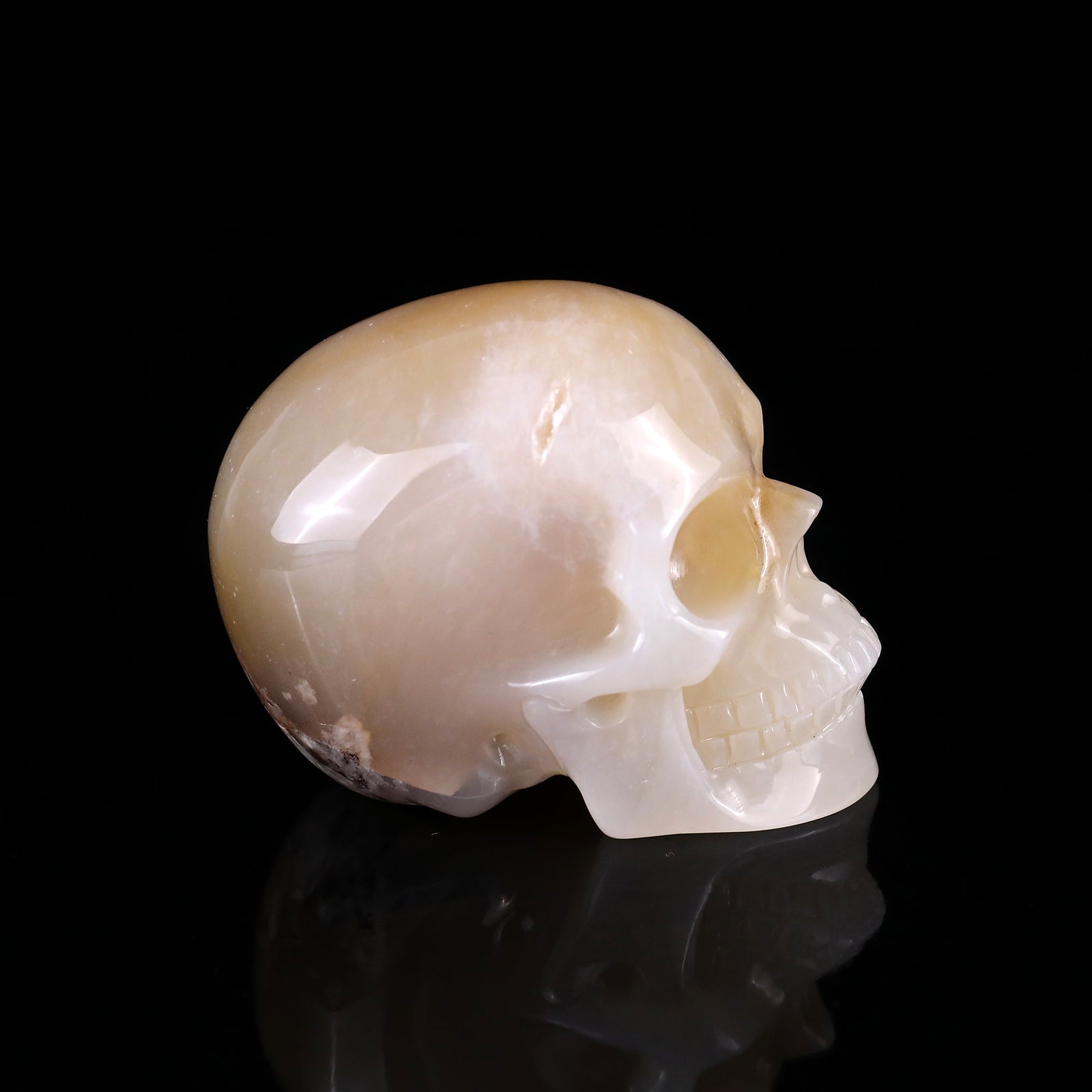 3.0" Agate Hand Carved Crystal Realistic Skull Sculpture Crystallumi