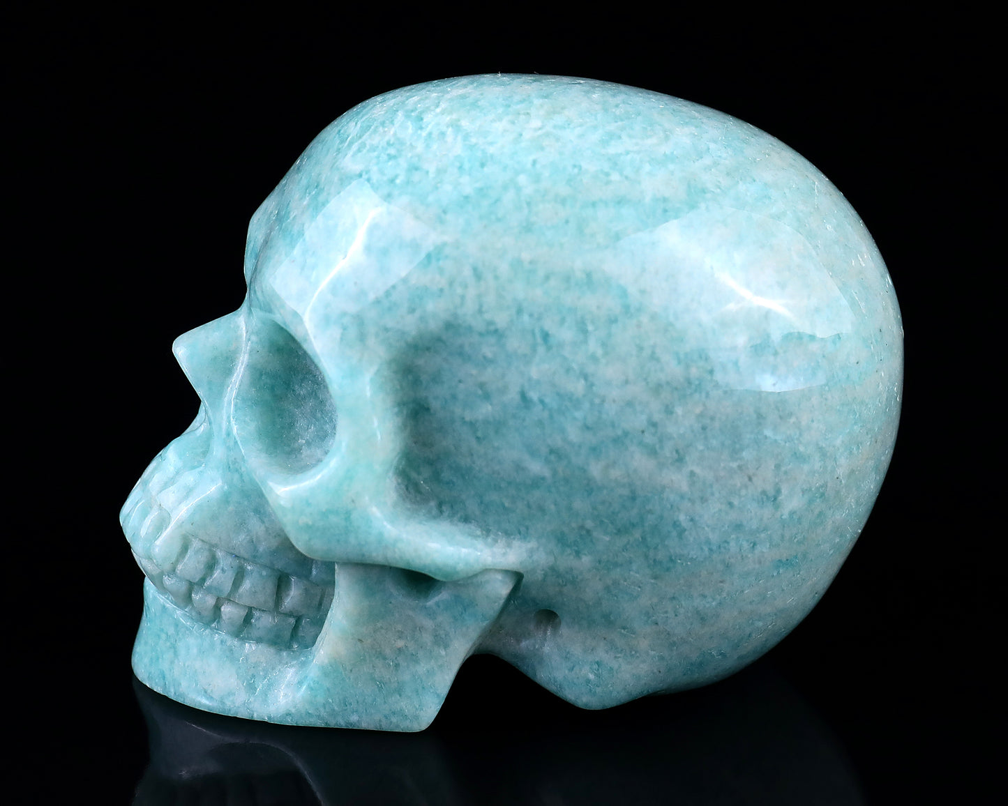 3.0" Amazonite Hand Carved Crystal Realistic Skull Sculpture Crystallumi