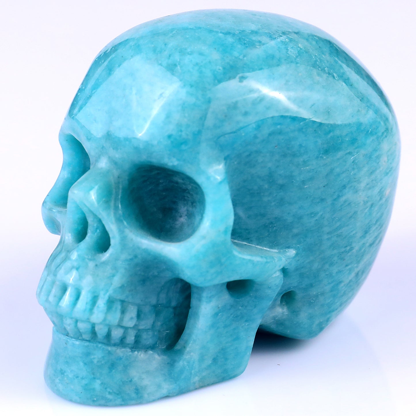 3.0" Amazonite Hand Carved Crystal Realistic Skull Sculpture Crystallumi