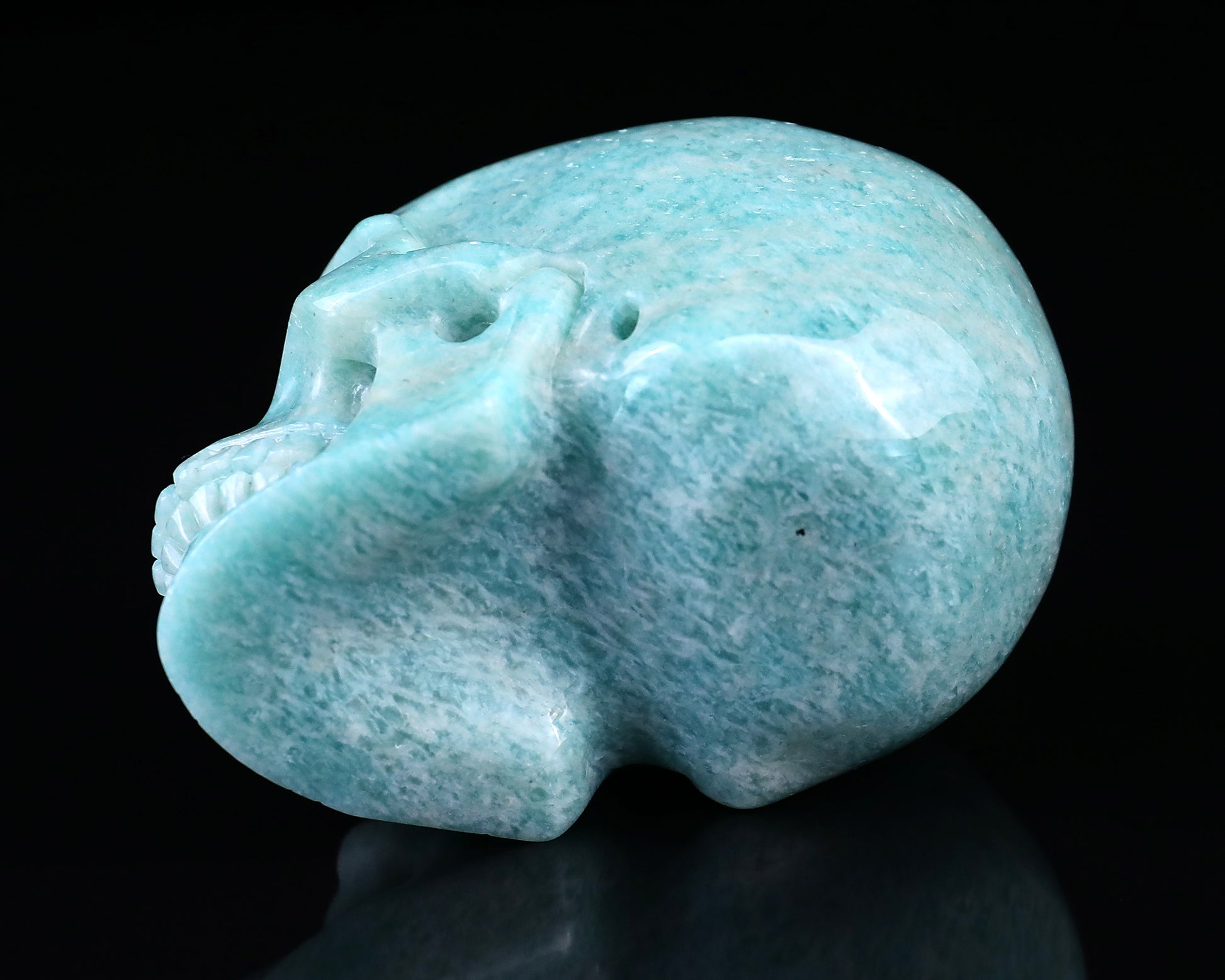 3.0" Amazonite Hand Carved Crystal Realistic Skull Sculpture Crystallumi