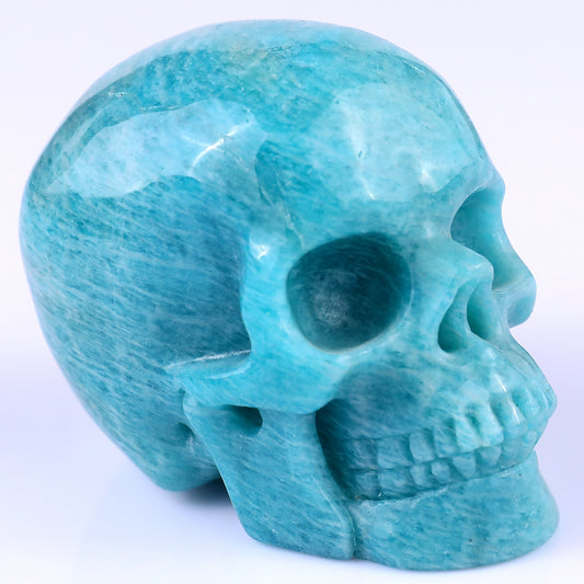 3.0" Amazonite Hand Carved Crystal Realistic Skull Sculpture Crystallumi