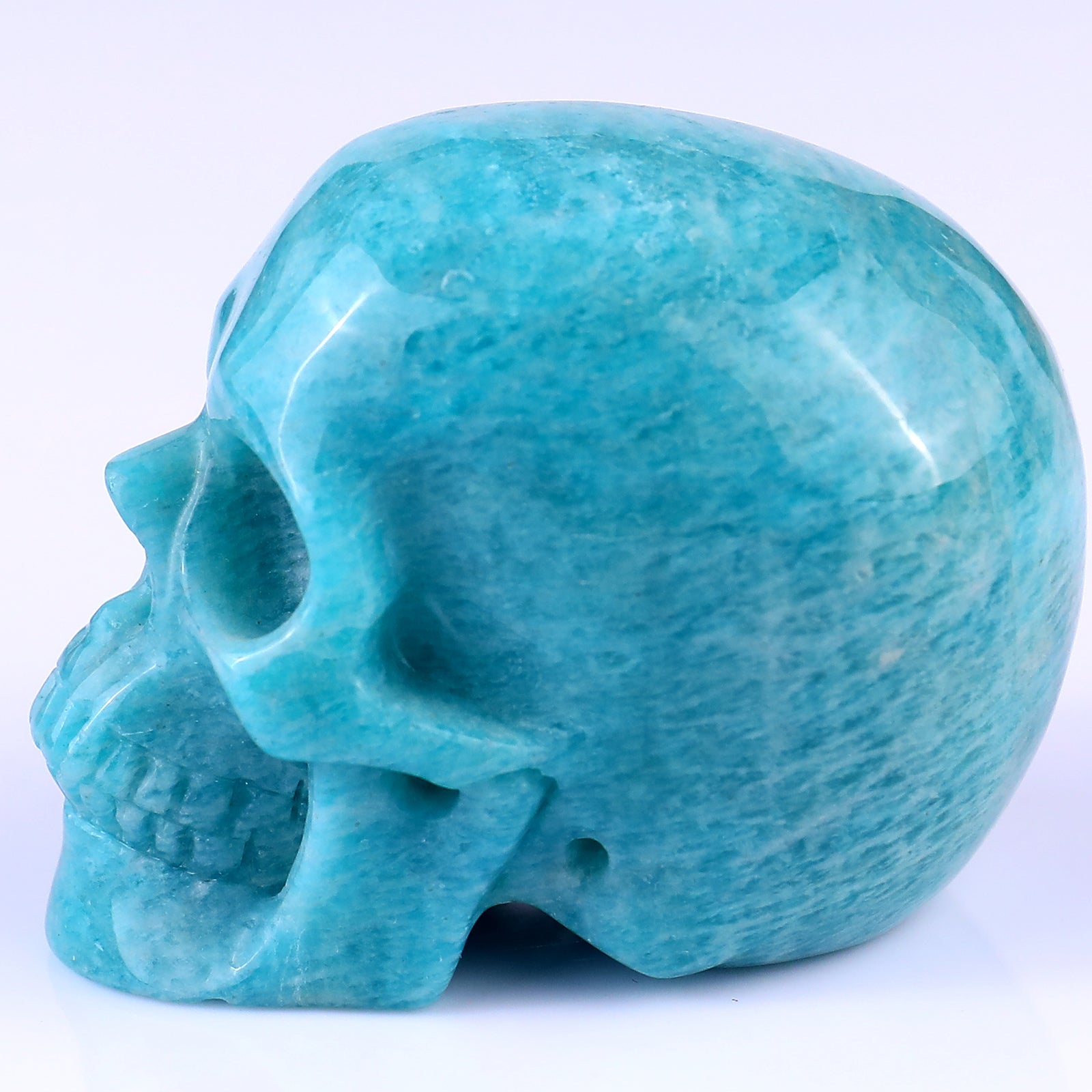 3.0" Amazonite Hand Carved Crystal Realistic Skull Sculpture Crystallumi