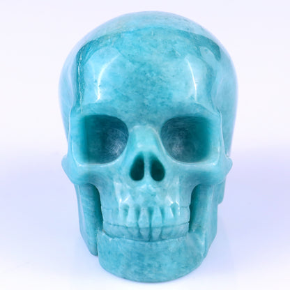 3.0" Amazonite Hand Carved Crystal Realistic Skull Sculpture Crystallumi