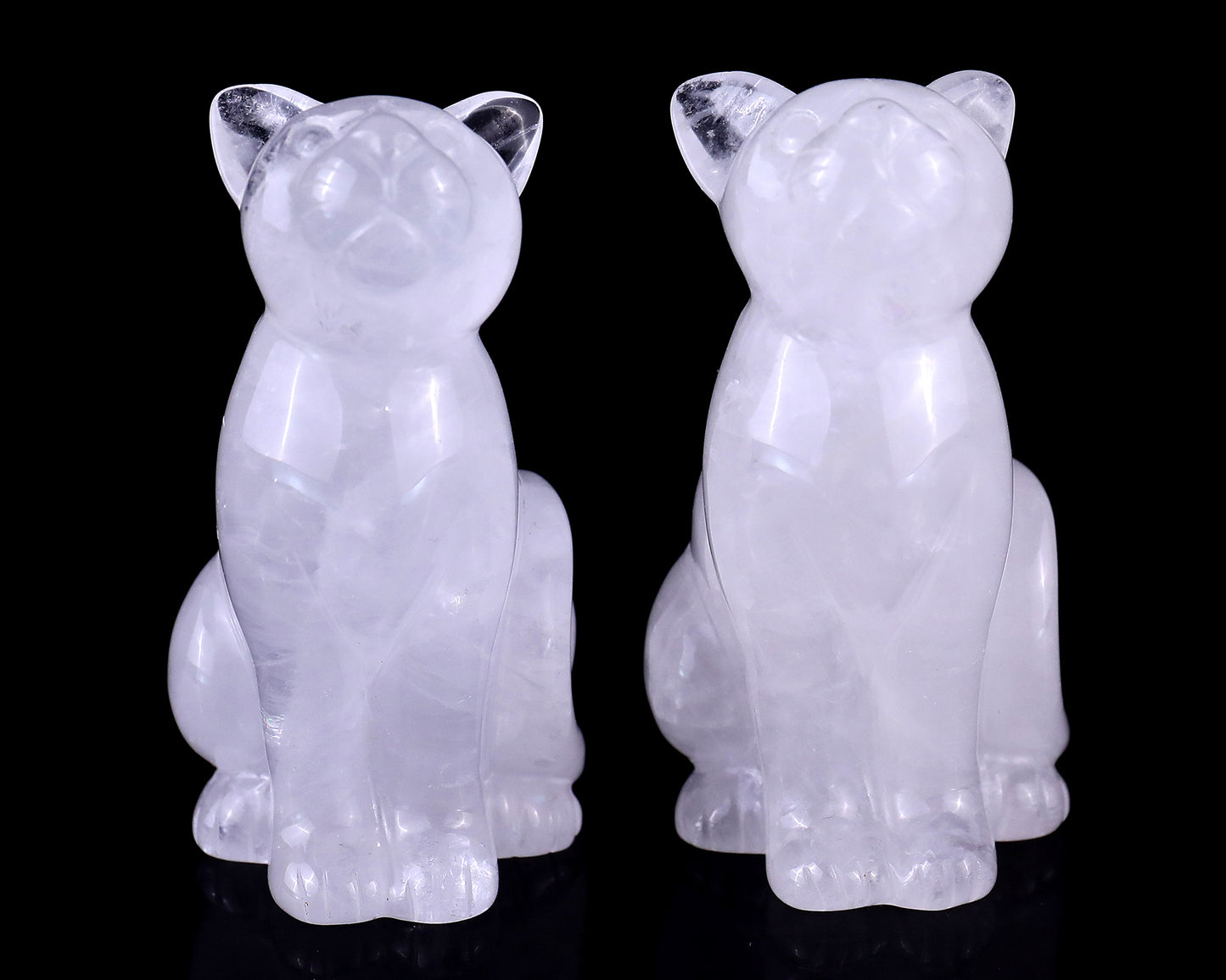 3.0" Angolan Quartz Hand Carved Crystal Cat Sculpture Crystallumi