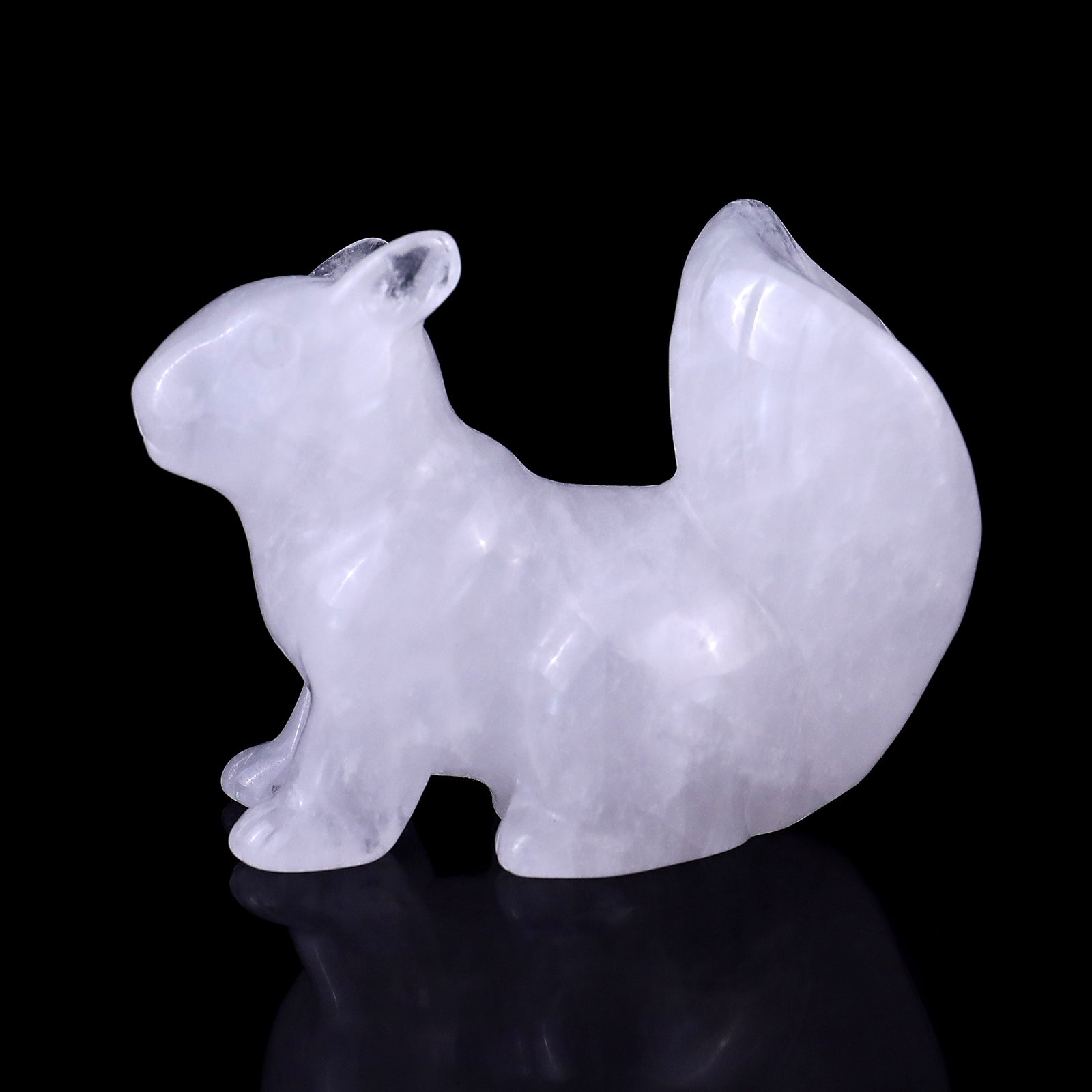 3.0" Angolan Quartz Hand Carved Crystal Squirrel Sculpture Crystallumi