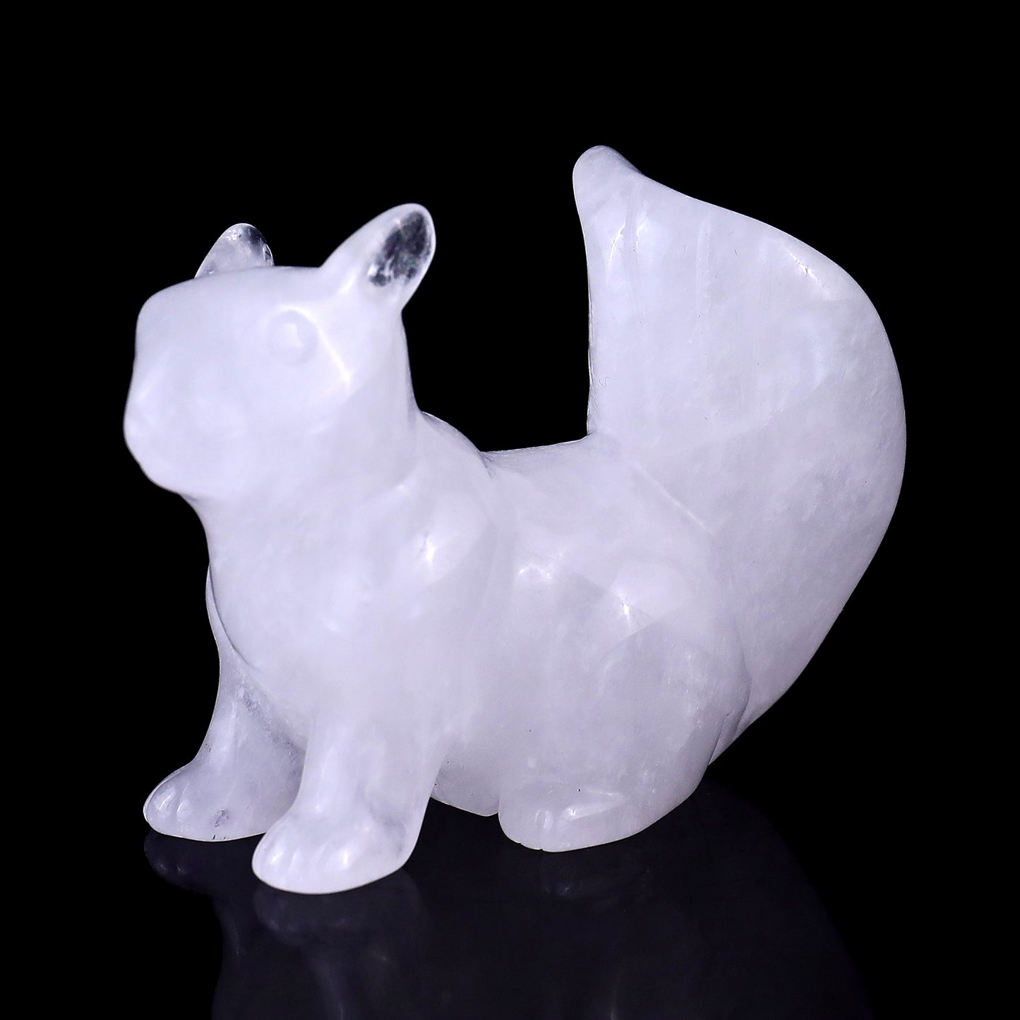 3.0" Angolan Quartz Hand Carved Crystal Squirrel Sculpture Crystallumi