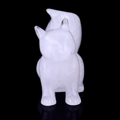 3.0" Angolan Quartz Hand Carved Crystal Squirrel Sculpture Crystallumi