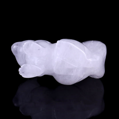 3.0" Angolan Quartz Hand Carved Crystal Squirrel Sculpture Crystallumi