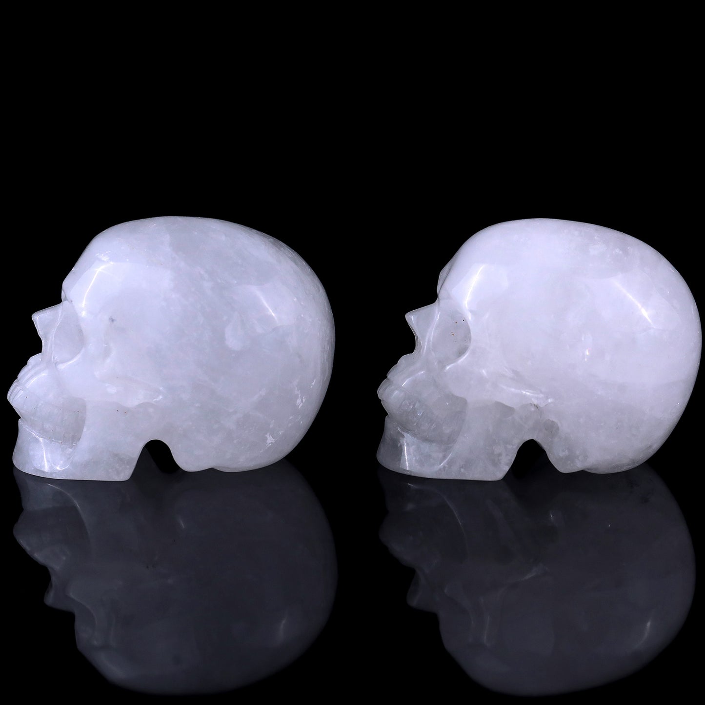 3.0" Angolan Quartz Rock Hand Carved Crystal Realistic Skull Sculpture Crystallumi