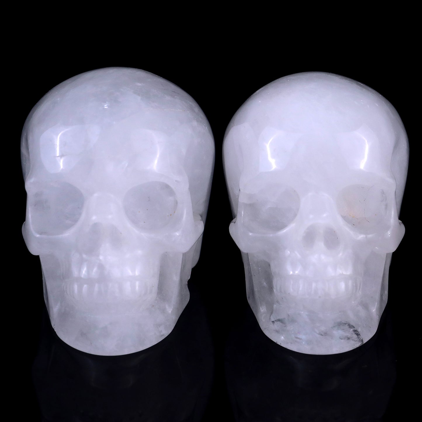 3.0" Angolan Quartz Rock Hand Carved Crystal Realistic Skull Sculpture Crystallumi