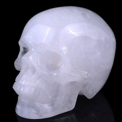 3.0" Angolan Quartz Rock Hand Carved Crystal Realistic Skull Sculpture Crystallumi