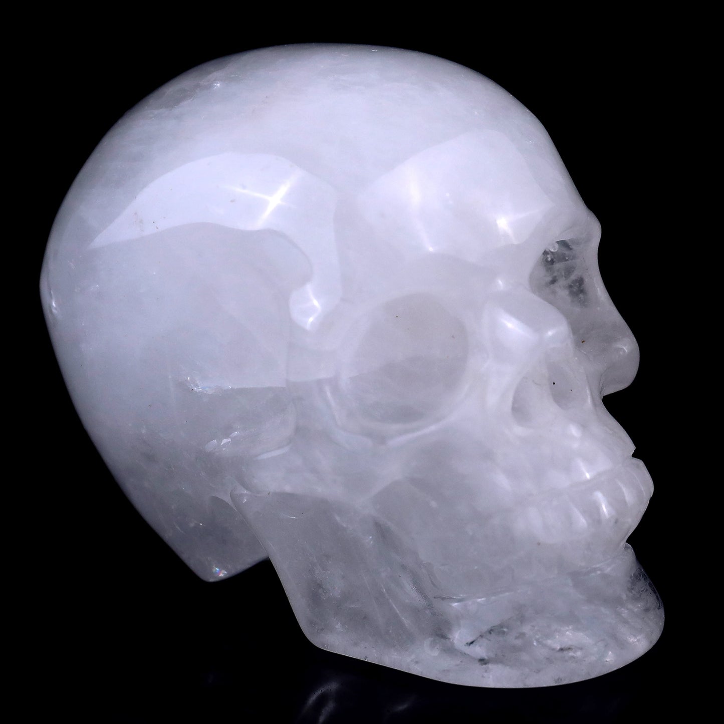 3.0" Angolan Quartz Rock Hand Carved Crystal Realistic Skull Sculpture Crystallumi