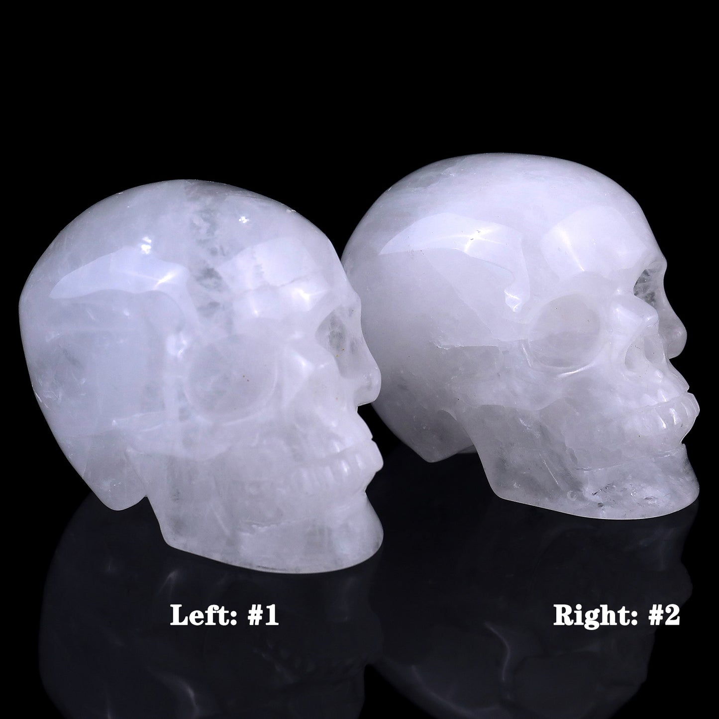 3.0" Angolan Quartz Rock Hand Carved Crystal Realistic Skull Sculpture Crystallumi