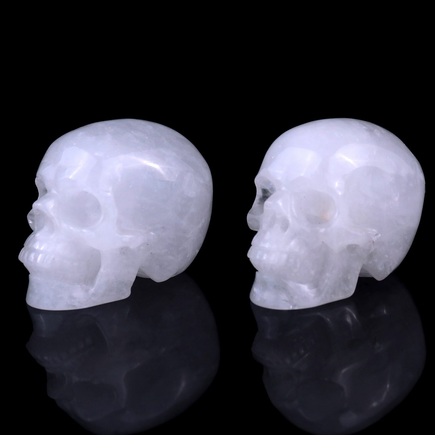 3.0" Angolan Quartz Rock Hand Carved Crystal Realistic Skull Sculpture Crystallumi