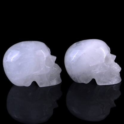 3.0" Angolan Quartz Rock Hand Carved Crystal Realistic Skull Sculpture Crystallumi