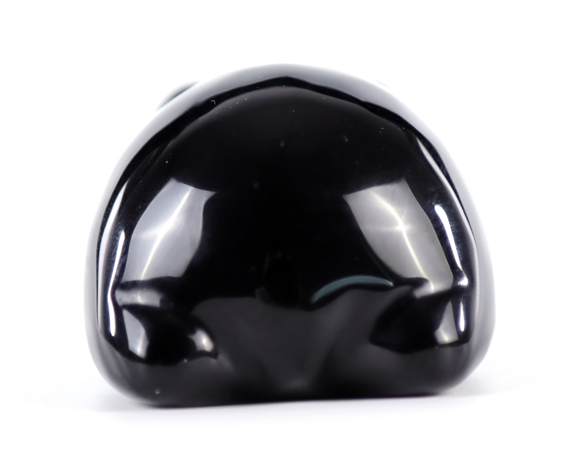 3.0" Black Obsidian Hand Carved Crystal Panda Sculpture Crystallumi