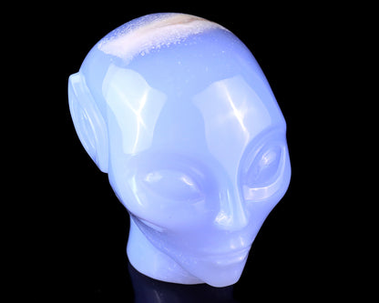 3.0" Blue Chalcedony Hand Carved Crystal Elf Alien Sculpture Crystallumi