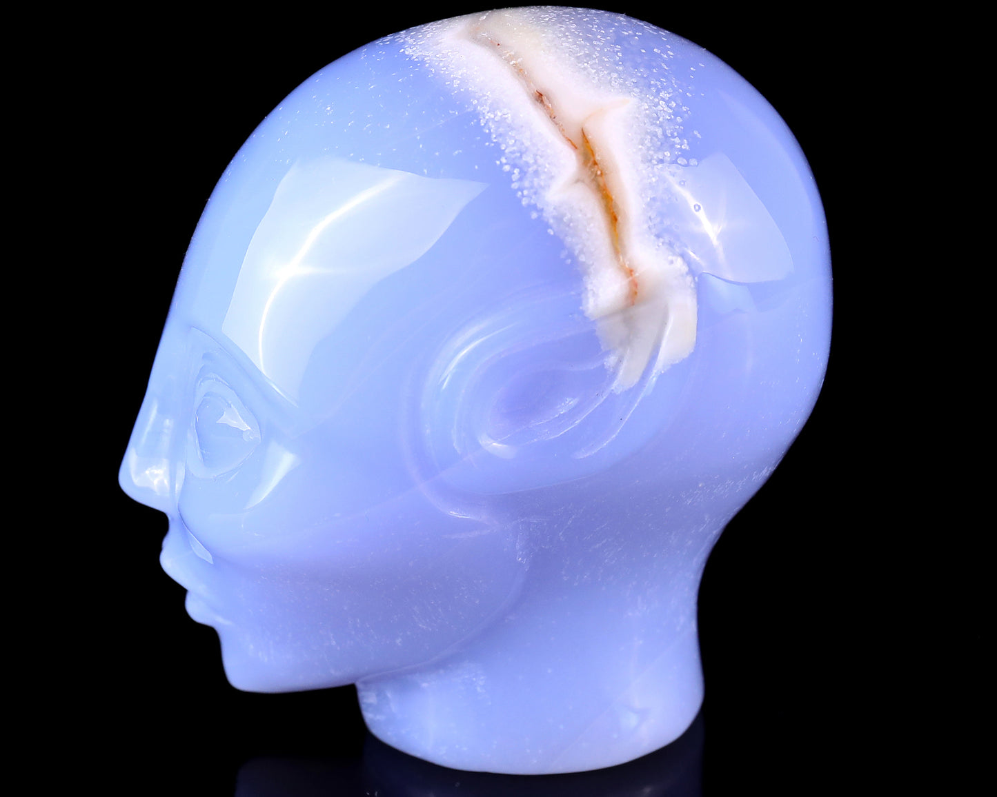 3.0" Blue Chalcedony Hand Carved Crystal Elf Alien Sculpture Crystallumi