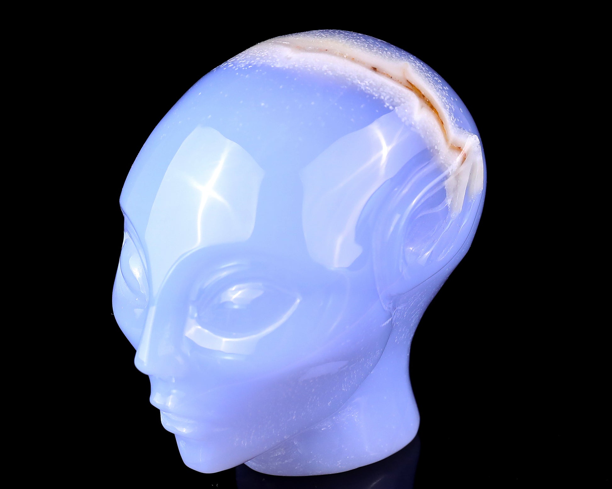 3.0" Blue Chalcedony Hand Carved Crystal Elf Alien Sculpture Crystallumi