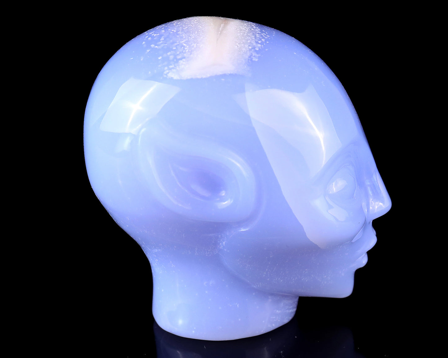 3.0" Blue Chalcedony Hand Carved Crystal Elf Alien Sculpture Crystallumi