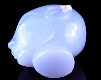 3.0" Blue Chalcedony Hand Carved Crystal Elf Alien Sculpture Crystallumi