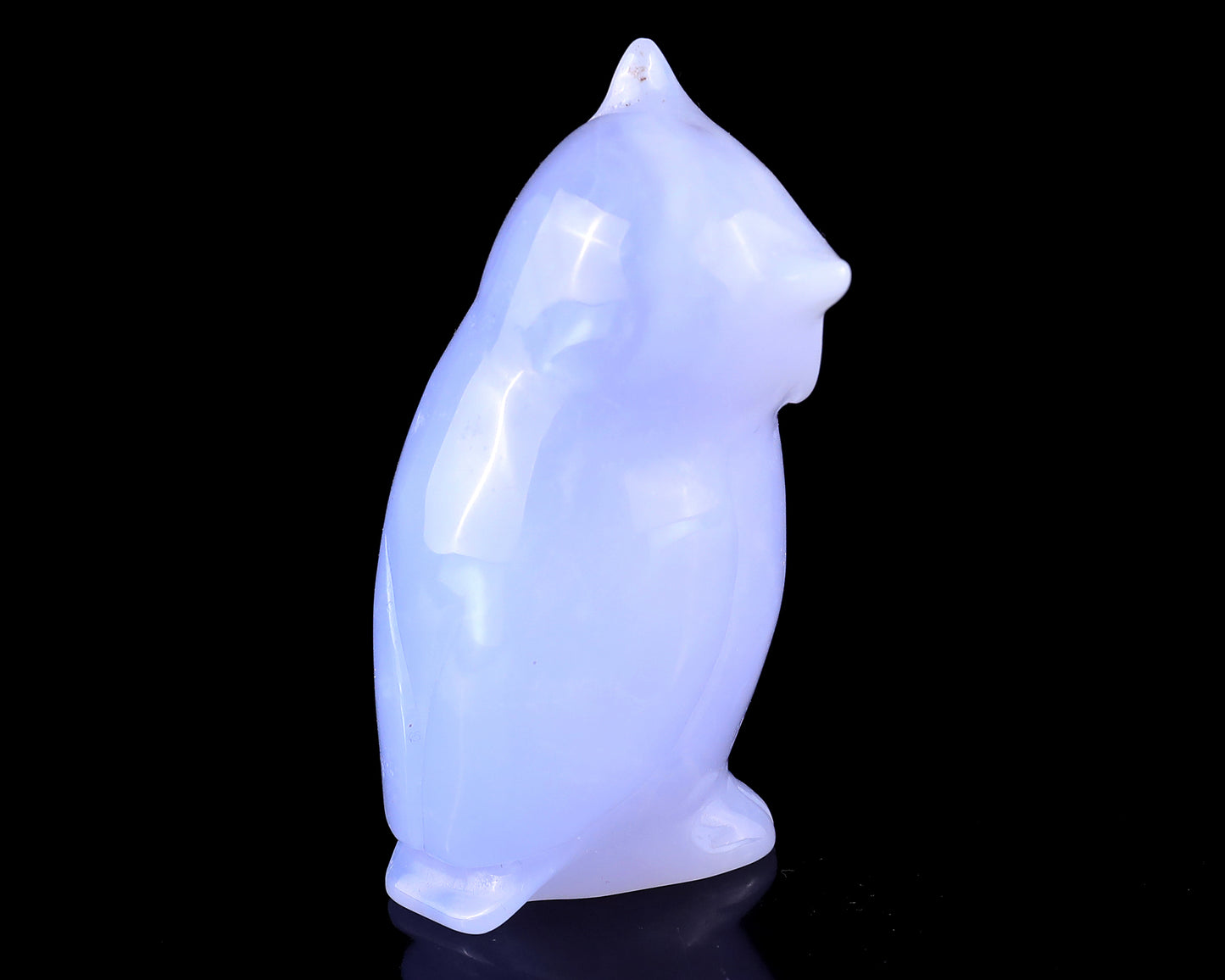 3.0" Blue Chalcedony Hand Carved Crystal Owl Sculpture Crystallumi