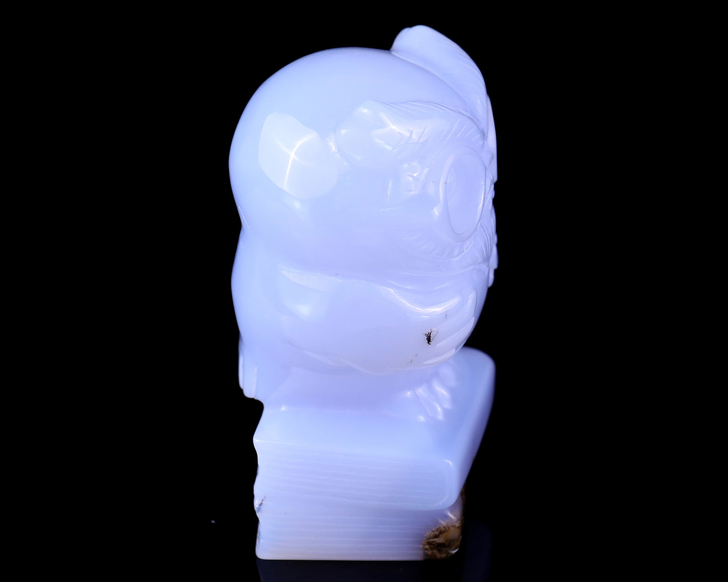 3.0" Blue Chalcedony Hand Carved Crystal Owl Sculpture Crystallumi