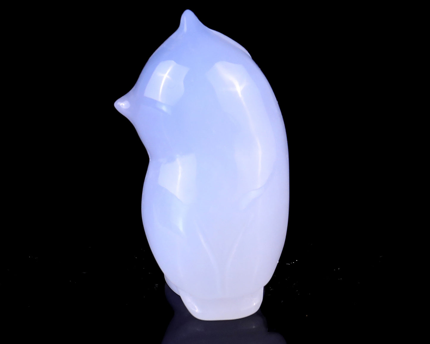 3.0" Blue Chalcedony Hand Carved Crystal Owl Sculpture Crystallumi