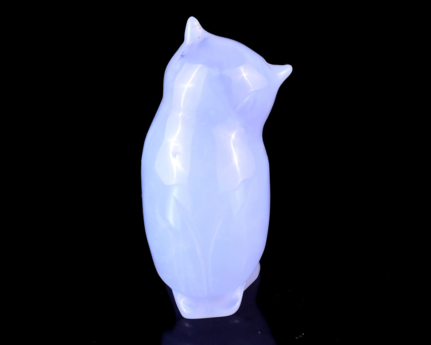 3.0" Blue Chalcedony Hand Carved Crystal Owl Sculpture Crystallumi