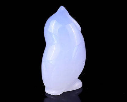 3.0" Blue Chalcedony Hand Carved Crystal Owl Sculpture Crystallumi