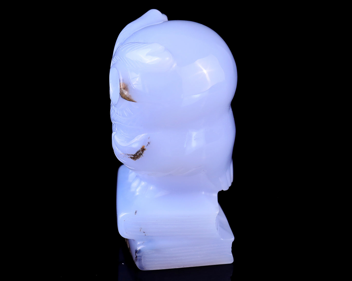 3.0" Blue Chalcedony Hand Carved Crystal Owl Sculpture Crystallumi