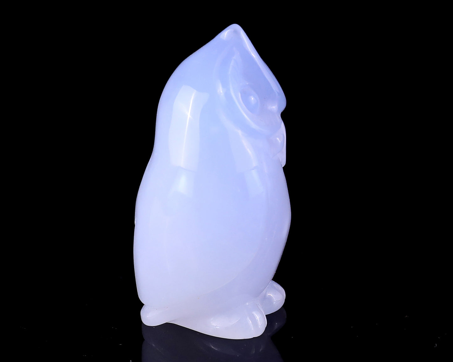 3.0" Blue Chalcedony Hand Carved Crystal Owl Sculpture Crystallumi